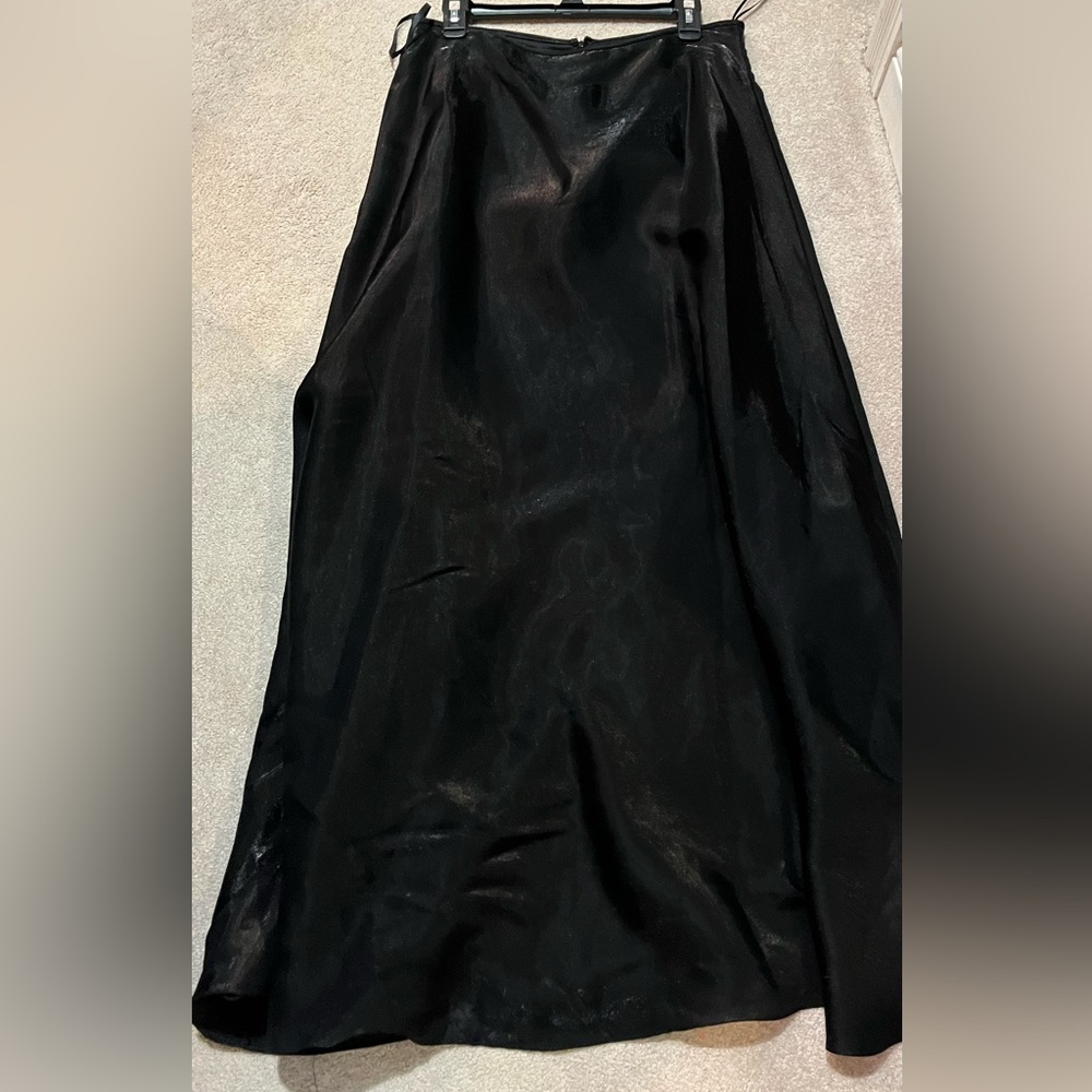 Scott McClintock Millennium 2000 Black Asymmetrical Satin Long Maxi Skirt